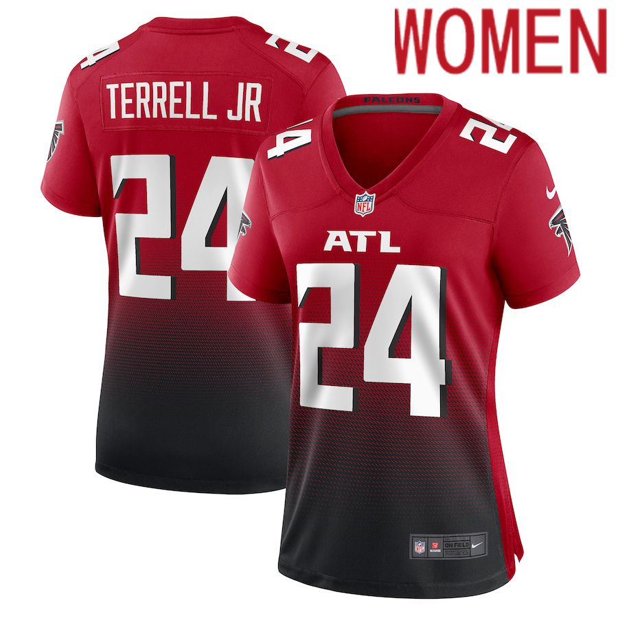 Women Atlanta Falcons 24 A.J. Terrell Jr. Nike Red Game NFL Jersey